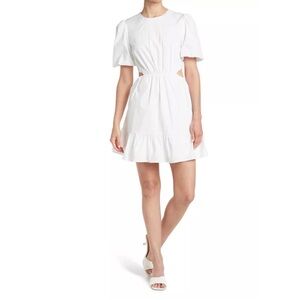 NWT Wayf White Puff Sleeve Cut Out Mini Dress sz XS